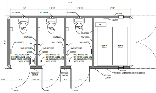 8' x 20' Self-Contained Lavatory